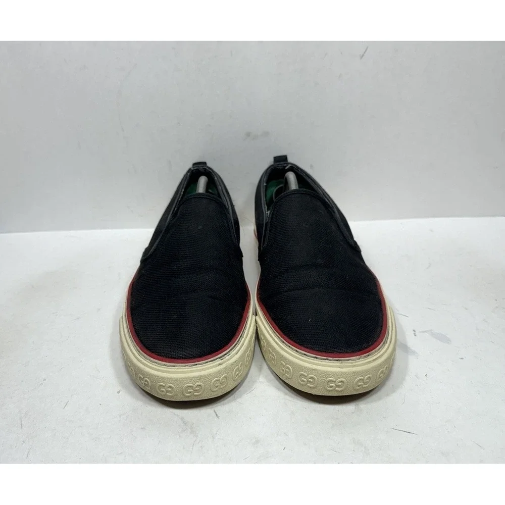 Gucci Tennis 1977 Tweed Slip On Sneakers Men's Size 12 US / 11 UK Black